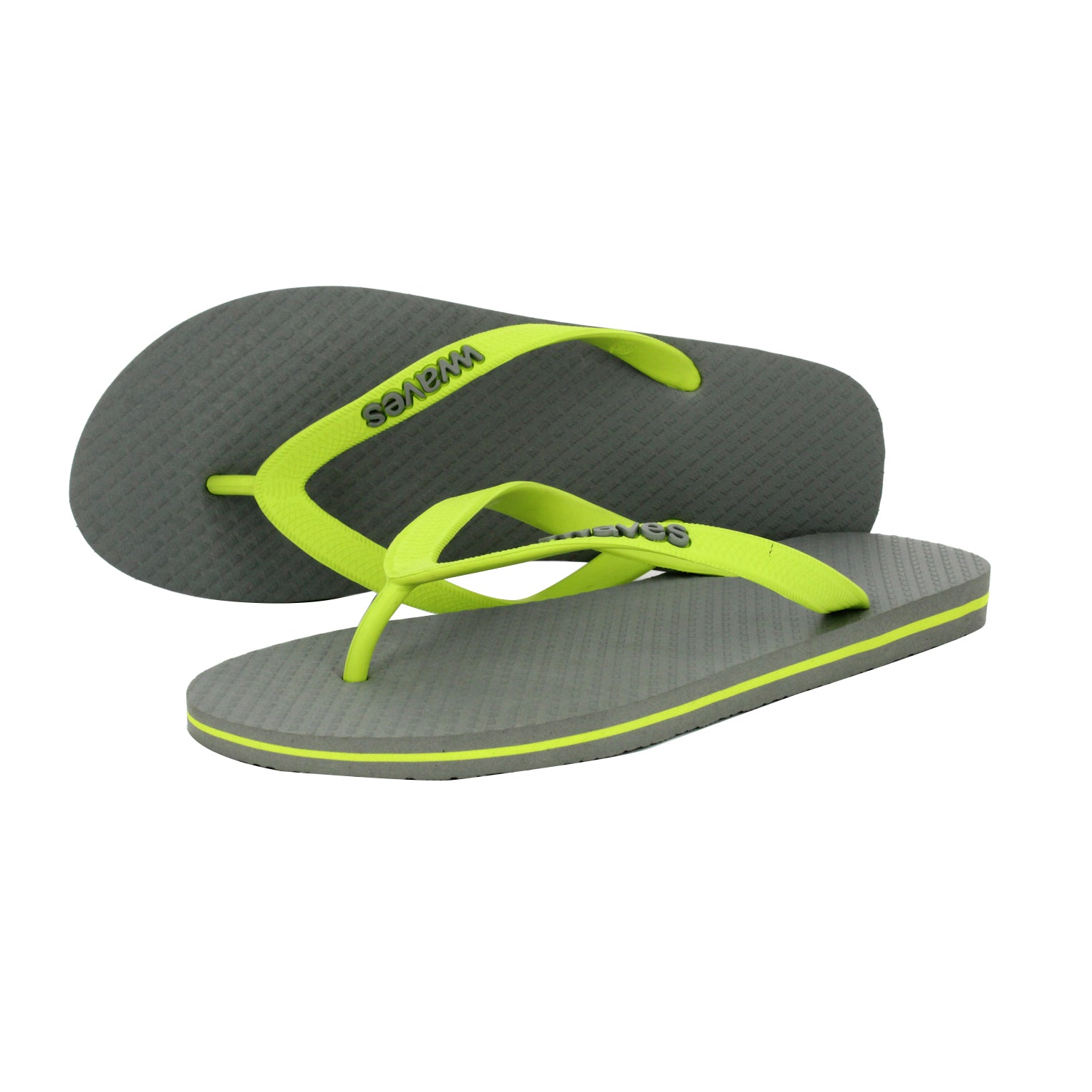 Gray with Lime Green Men's Flip Flops 