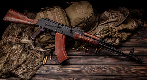A classic Kalashnikov rifle waiting for the best AK-47 accessories and parts