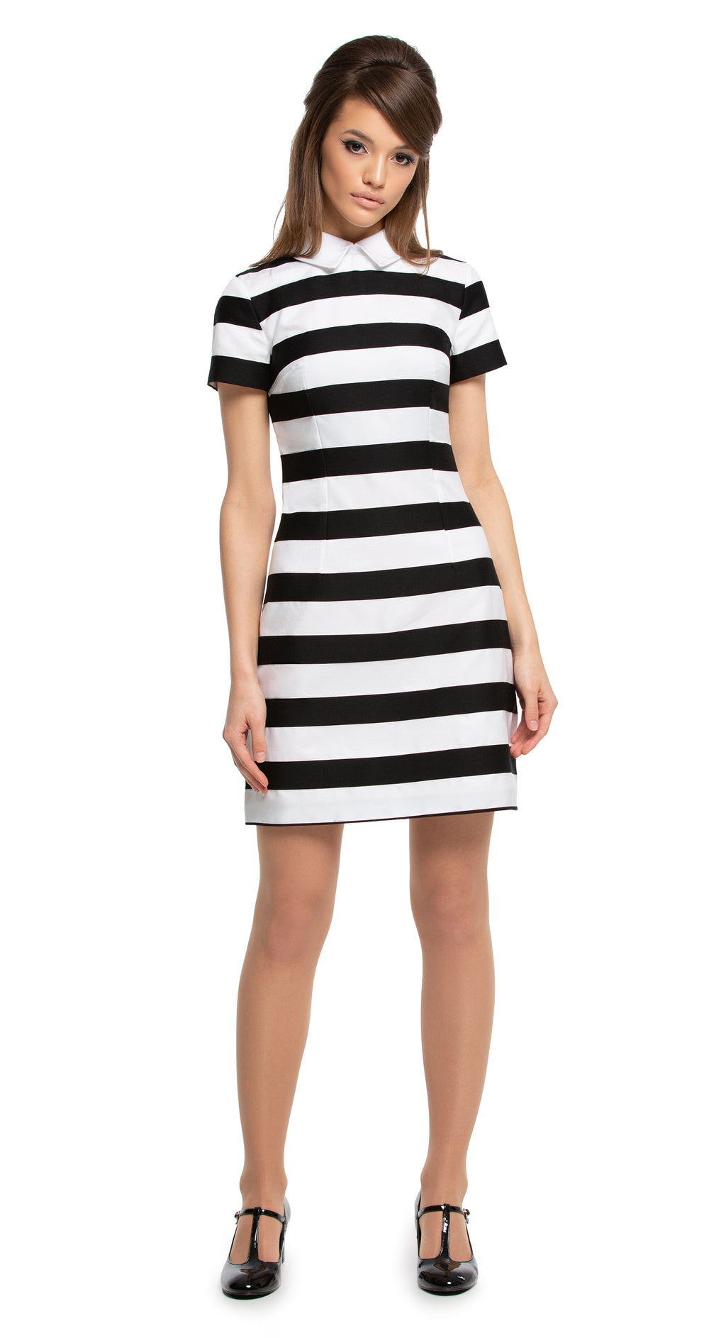 MARMALADE Black/White Striped Mod Dress 