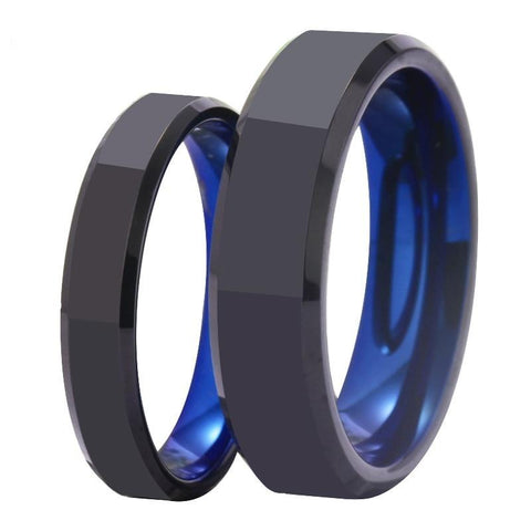 Black & Blue Nut Shape Tungsten Ring