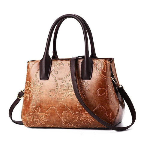 Old-fashioned Floral Printed Bonded Leather Bag (12 Available Colors)