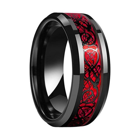 Celtic Dragon Black Tungsten Ring