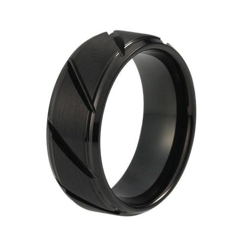Tire Ridge Black Tungsten Ring
