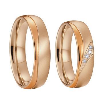 White Zirconia Dual Polish Rose Gold Plated Titanium Ring Set