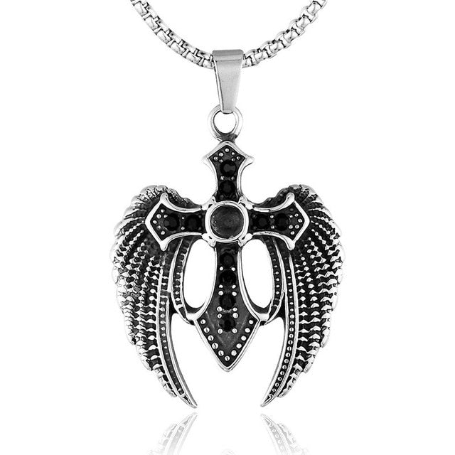 Religious Christian Cross with Angel Wings Pendant Necklace – Innovato ...