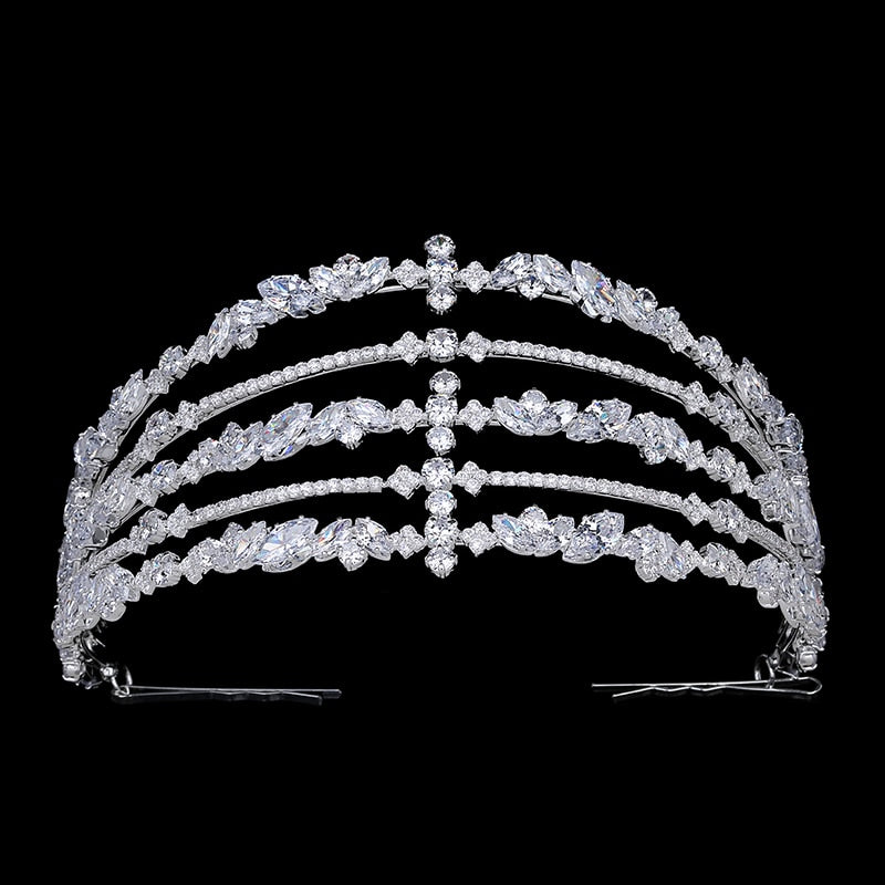 Marquise Cut Cubic Zirconia, Rhinestone & Crystal Luxury Wedding Tiara ...