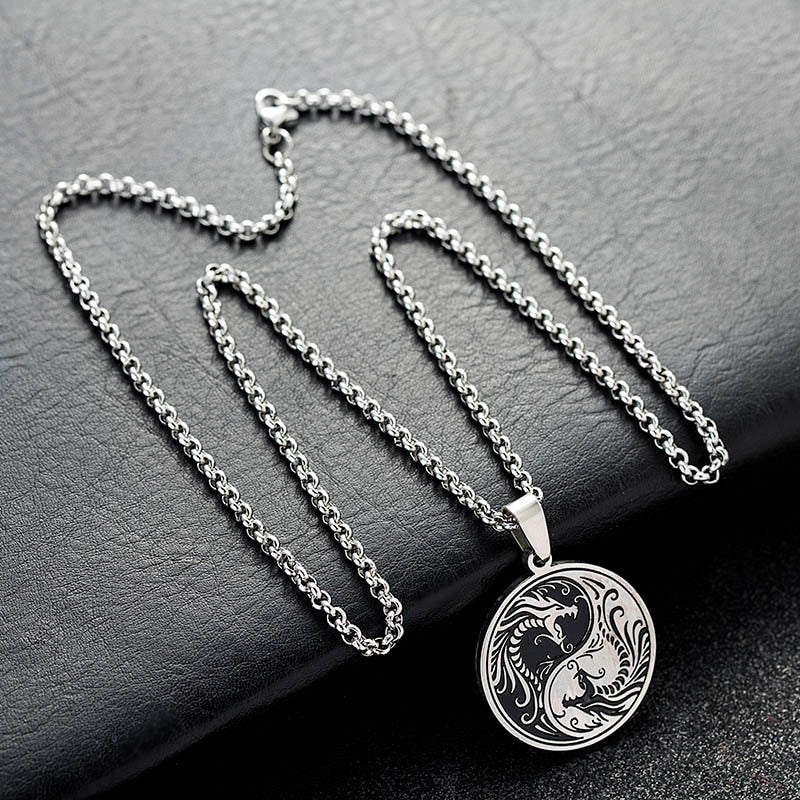 Stainless Steel Yin and Yang Dragon Pendant Necklace – Innovato Store