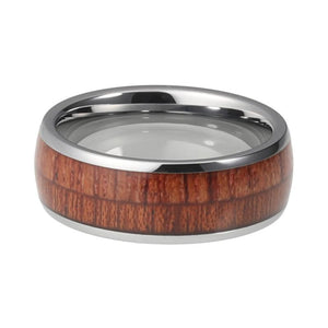 8mm Stainless Steel Wood Ring with Grooved and Brushed Finish - Innovato Store