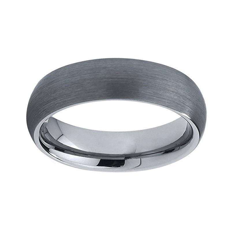 Classic Domed Shape Silver Brushed Coated Tungsten Band - Innovato Store