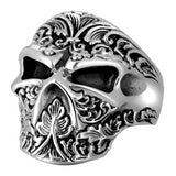 Gothic 925 Sterling Silver Sugar Skull Ring for Men Adjustable