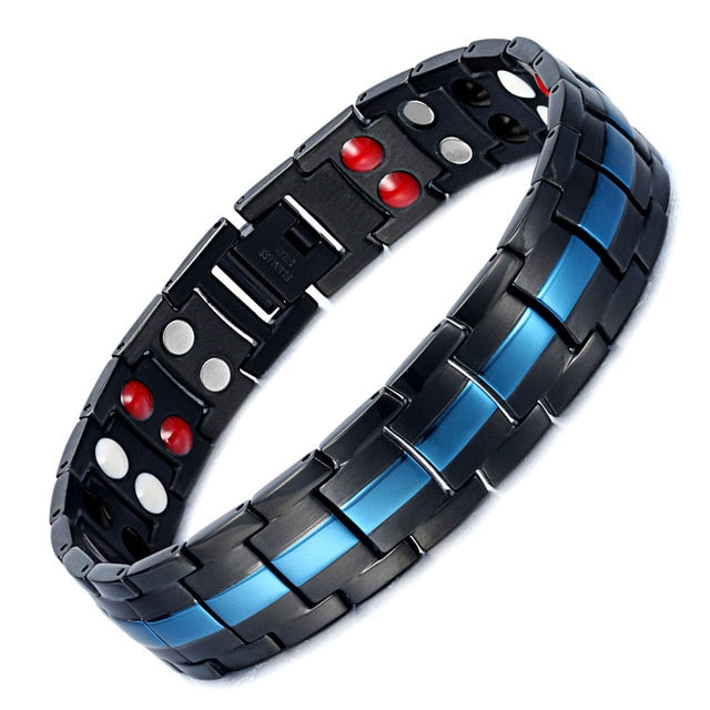Blue & Black Stainless Steel Magnetic Bracelets