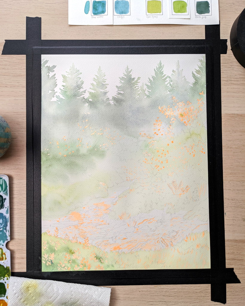 Using Masking Fluid on a Watercolor Landscape - My Thoughts and Tips f –  Kim Everhard Art