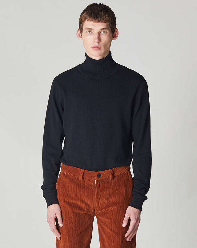 Gard Knitted Roll Neck Jumper in Black | Men's Jumpers - Bellfield Clothing