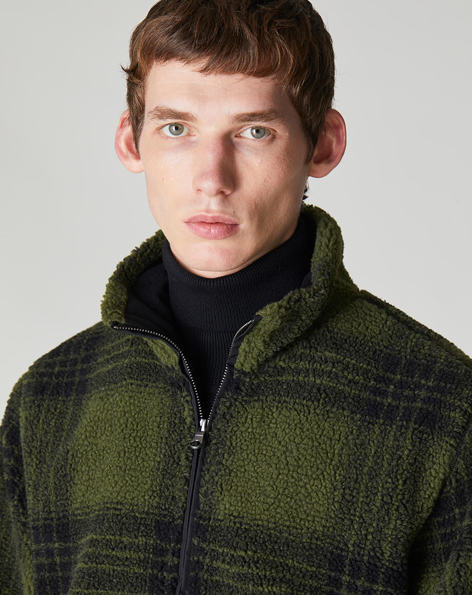 Bellfield Clothing Hanover Borg Fleece Jacket in Khaki | Men's Jackets