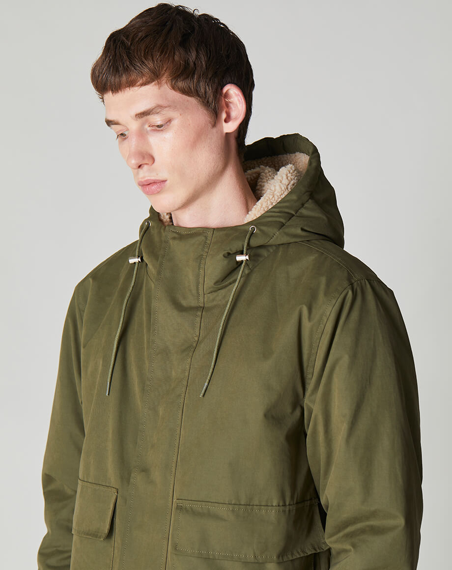 sherpa lined khaki jacket