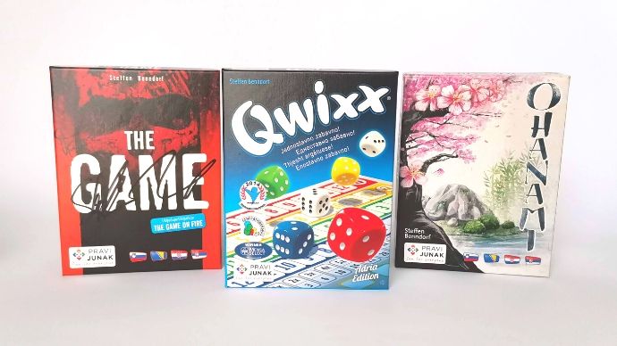 družabne igre Ohanami Qwixx in The Game založba Pravi Junak