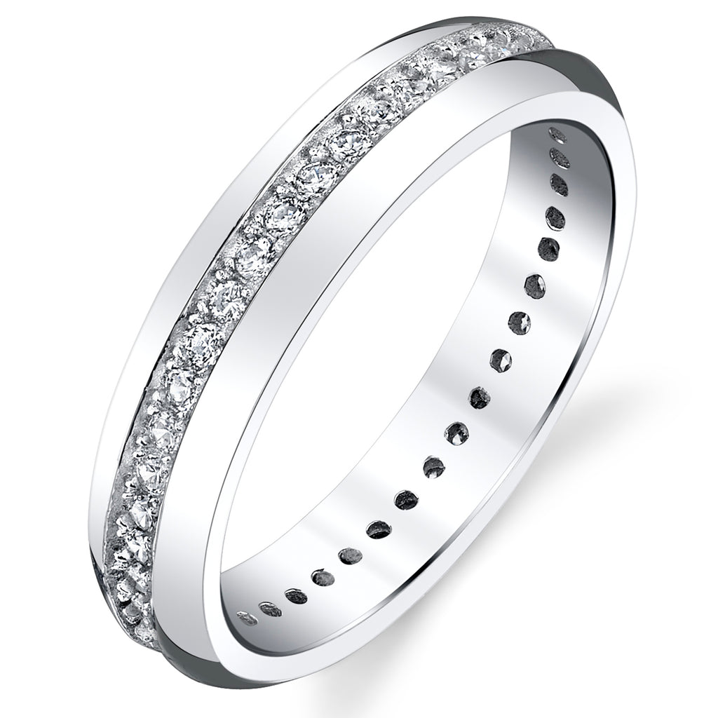 4mm Sterling Silver 925 Womens Eternity Ring Engagement Wedding Band