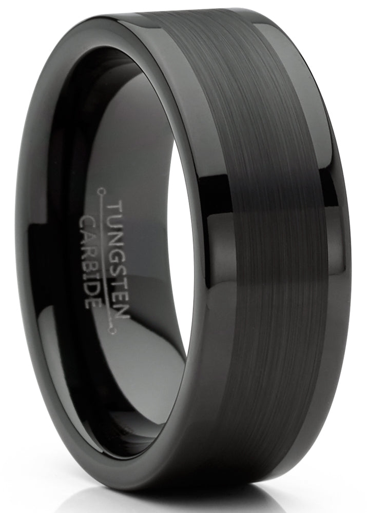 Mens Tungsten Ring Black Wedding Band High Polish Comfort Fit 8MM   Wcrx 1483  1 1024x1024 