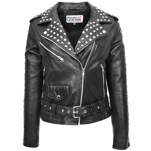 Studded Biker Jacket And Printed Leather For Men