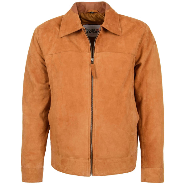 Mens Exclusive Goat Suede Harrington Jacket Tan | House of Leather