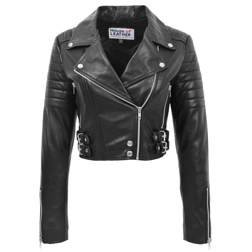 Ladies Cropped Length Biker Style Jacket Red