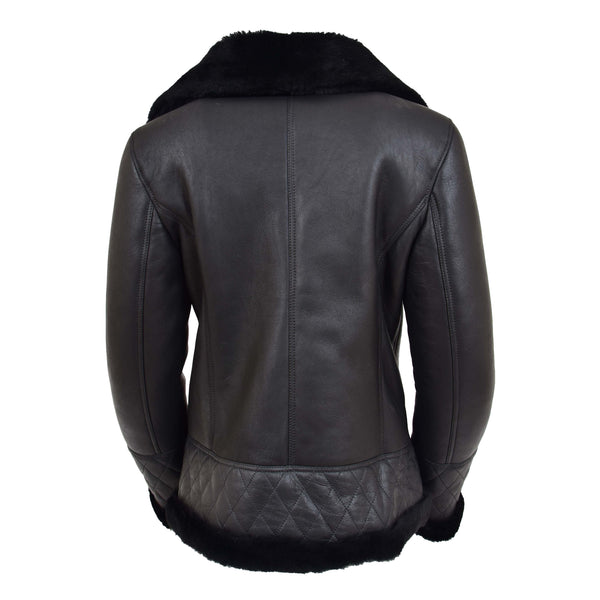 Womens Genuine Merino Sheepskin Jacket Black | House of Leather