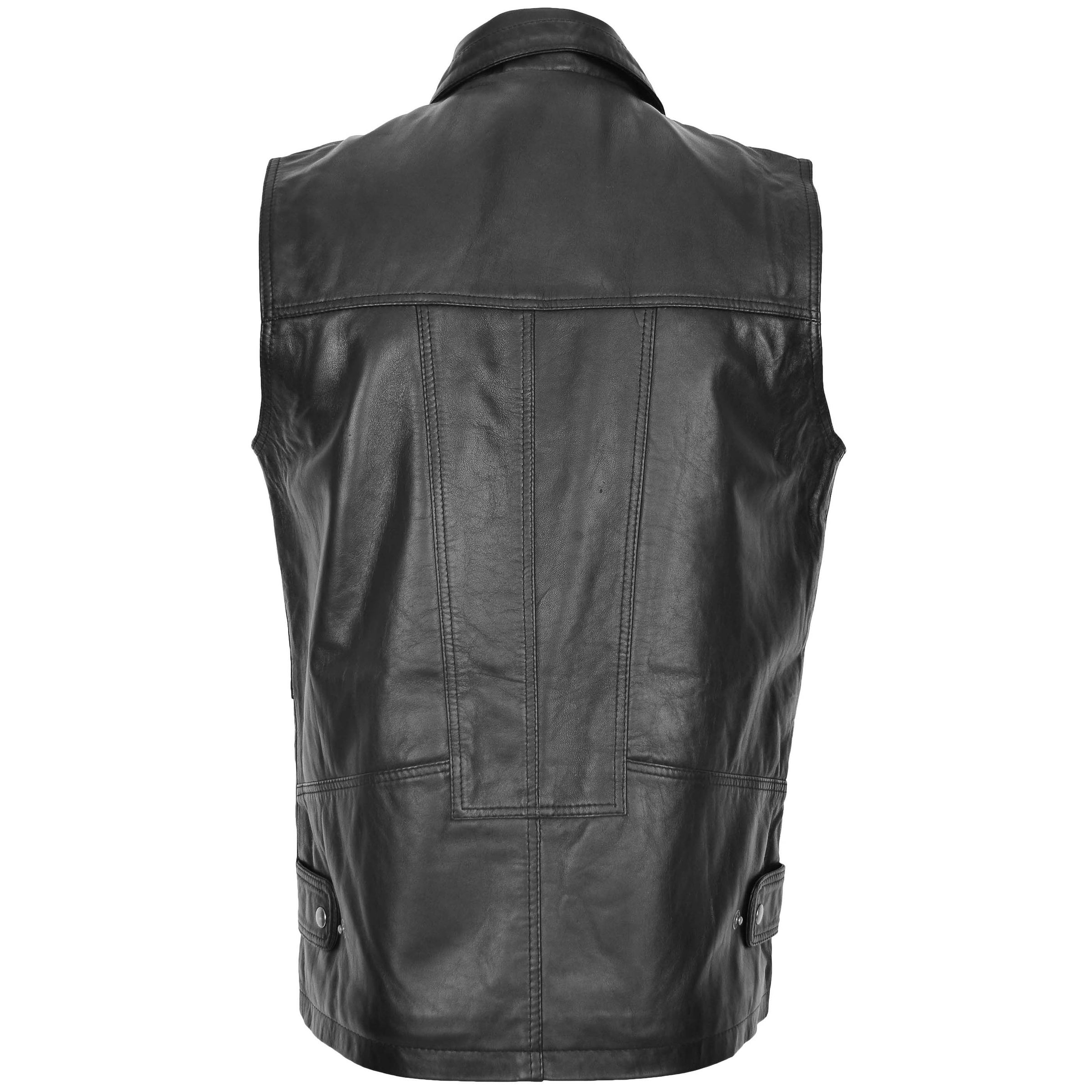 Multi Purpose Leather Gilet for Mens Black | House of Leather