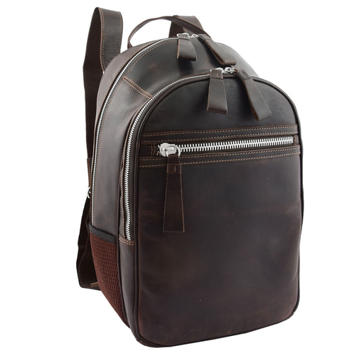 Unisex Leather Backpack Black / Mud : 4555