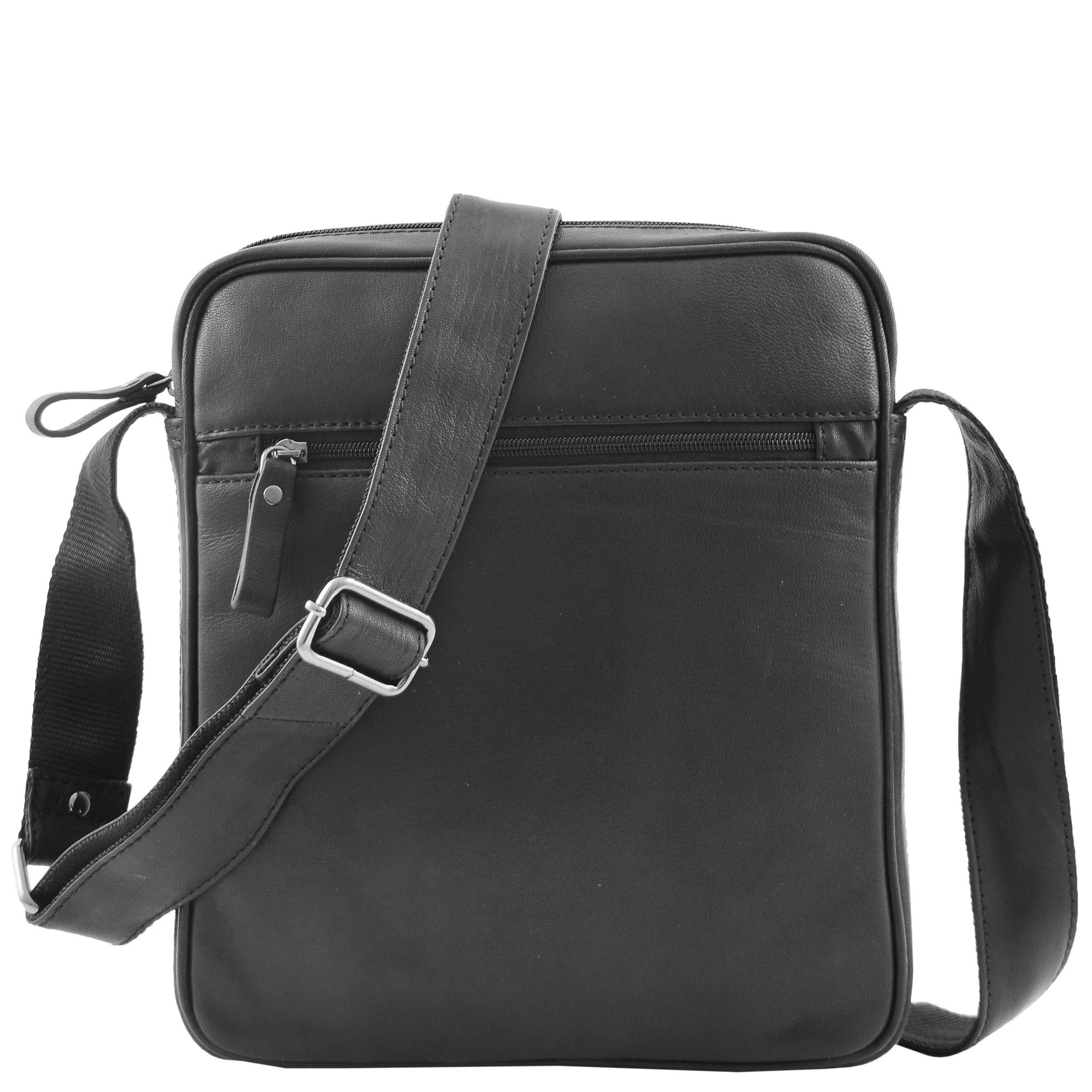 Mens Leather Cross Body Travel Flight Bag Black | House of Leather