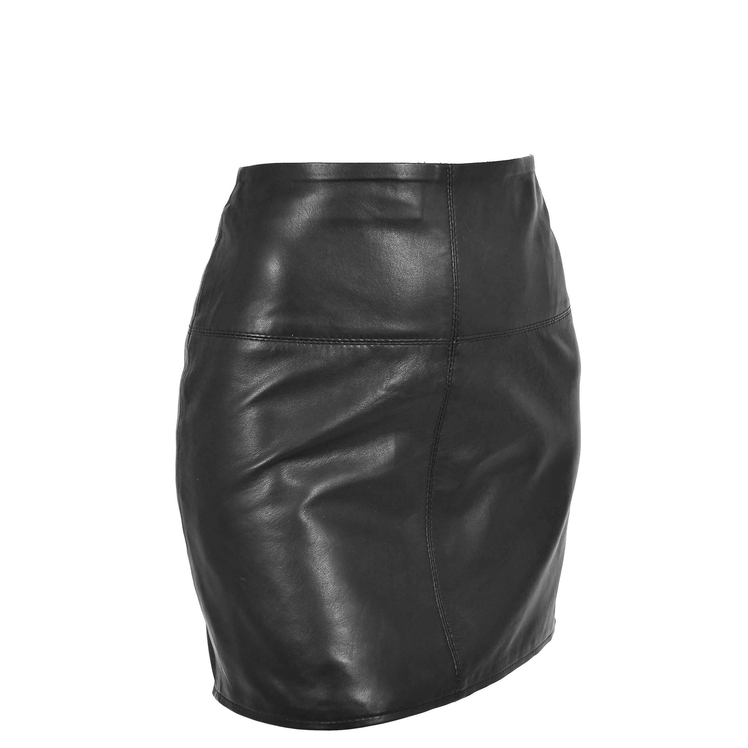 Ladies Leather 16inch Mini Length Pencil Skirt Black | House of Leather
