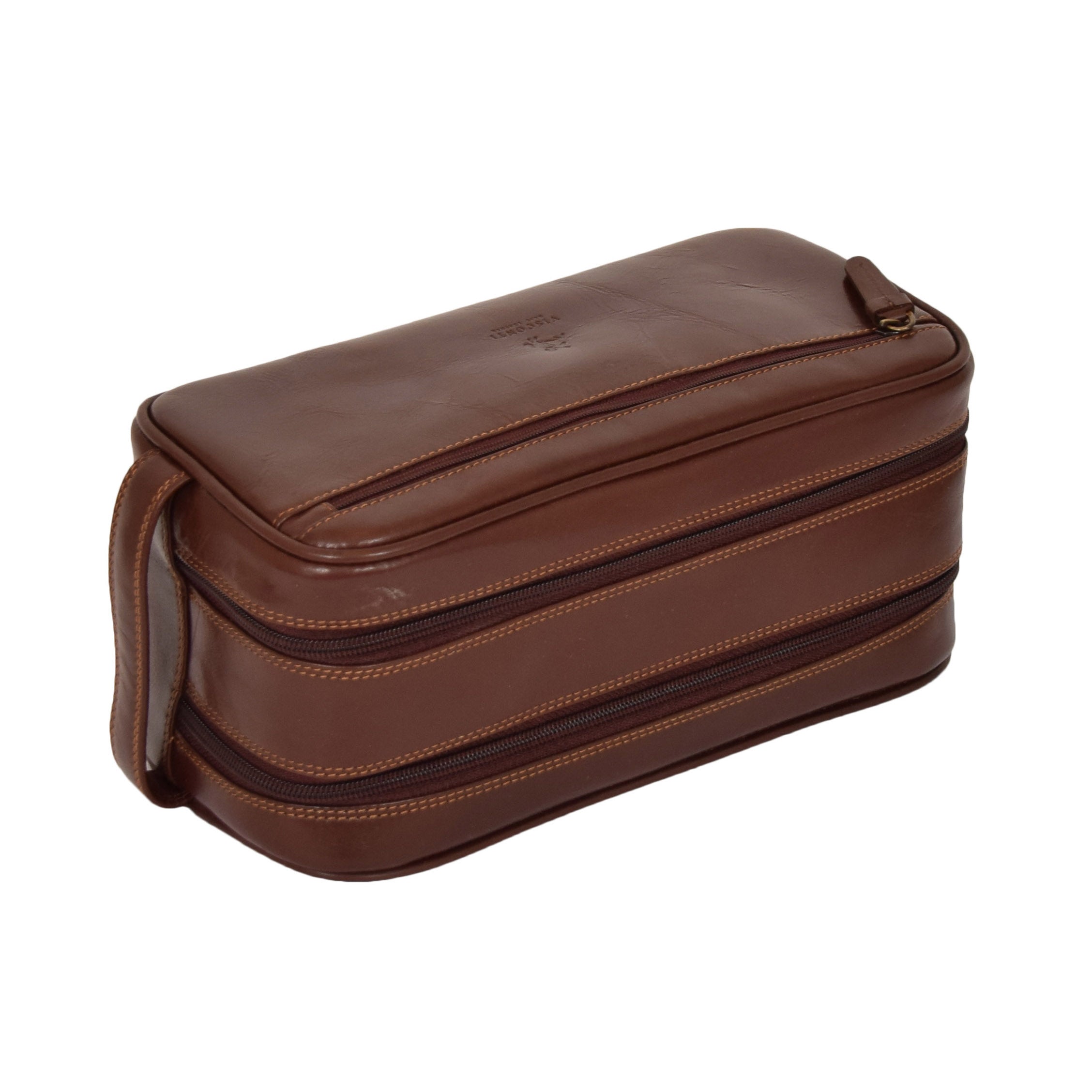 Premium Leather Wash Bag Brown | House of Leather