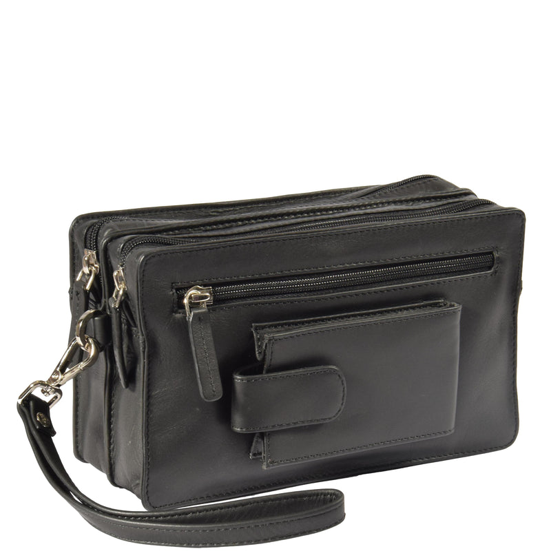 Real Leather Travel Wrist Pouch Black | House of Leather