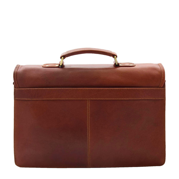 Mens Leather Slimline Briefcase Business Bag Tan | House of Leather