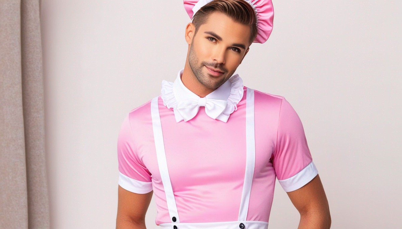 A man wearing sissy pink outfit