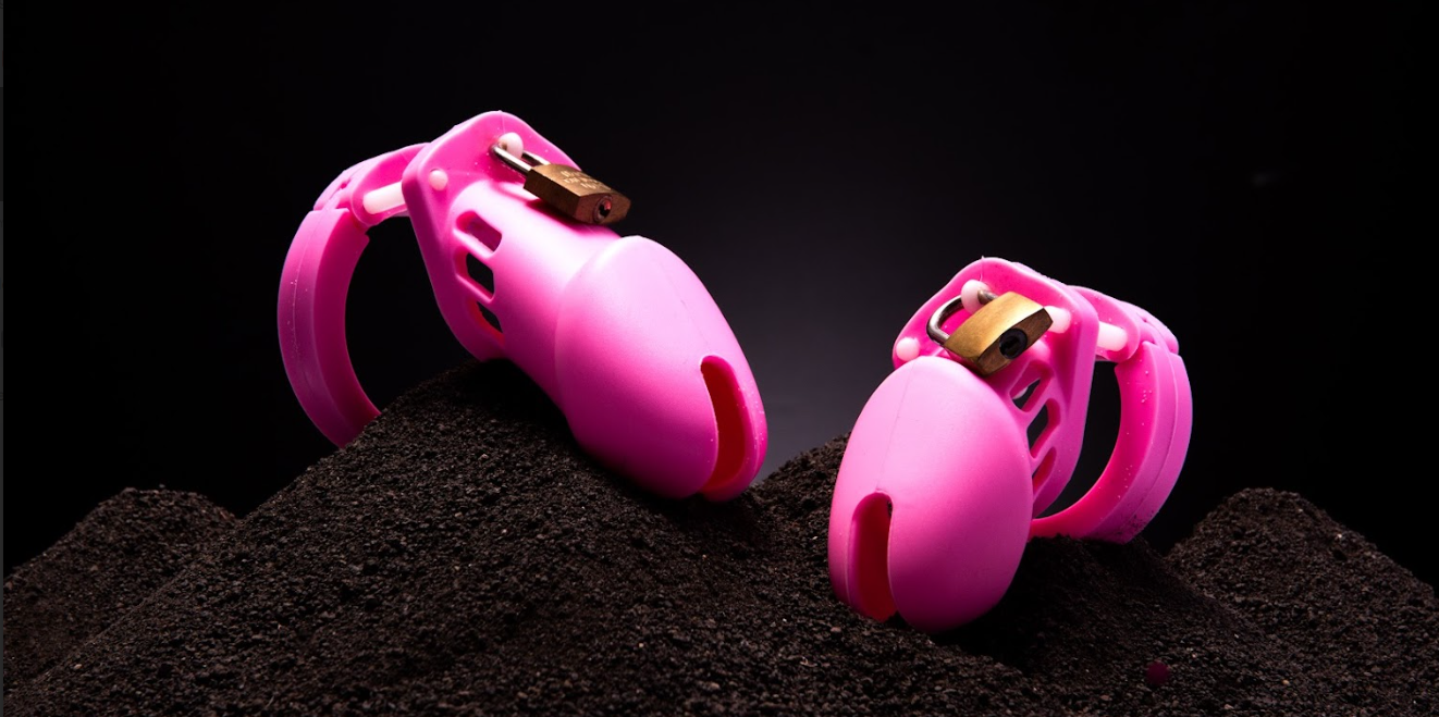 two pink chastity cages