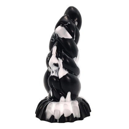 black and white werewolf knotted dildo