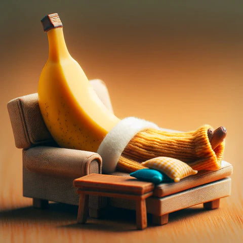 a banana resting on a couch, indicating resting your penis