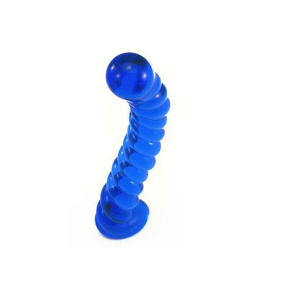 curved blue glass anal dildo