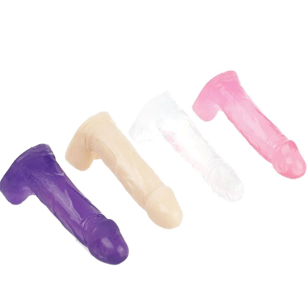 four jelly dildos of different colors