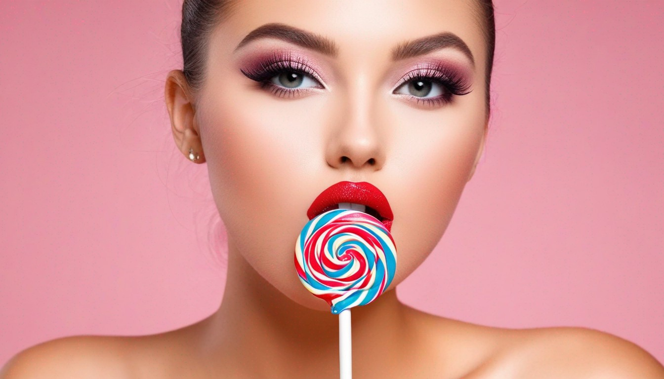 girl licking lollipop