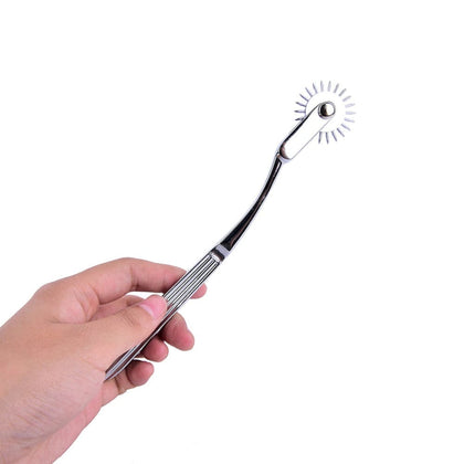 hand holding a Wartenberg pinwheel