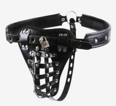female leather chastity belt