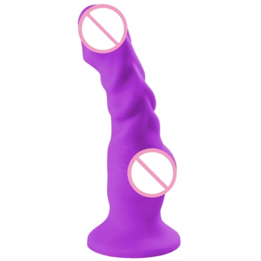 Colorful Ribbed Suction Cup Dildo