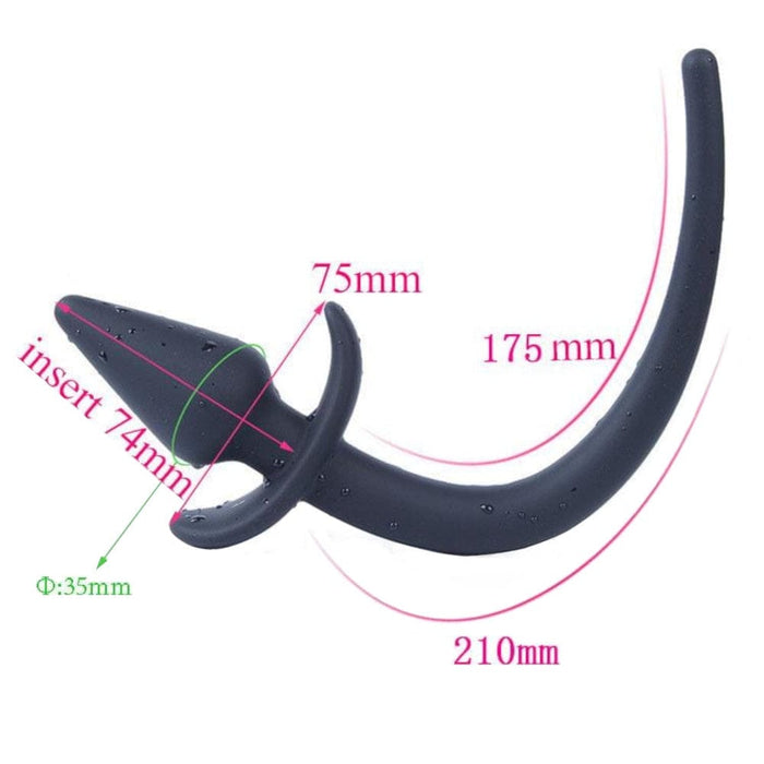 7 5 inch black silicone puppy play dog tail anal butt plug