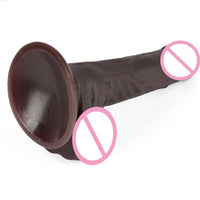 Brown Textured 8 Inch Dildo With Suction Cup