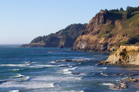 A shot of the Oregon coastline near Newport, Oregon and Yaquina Bay.