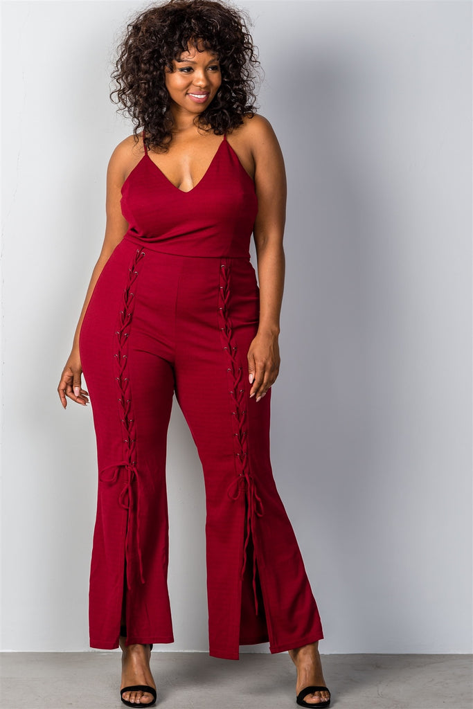 plus size split leg jumpsuit