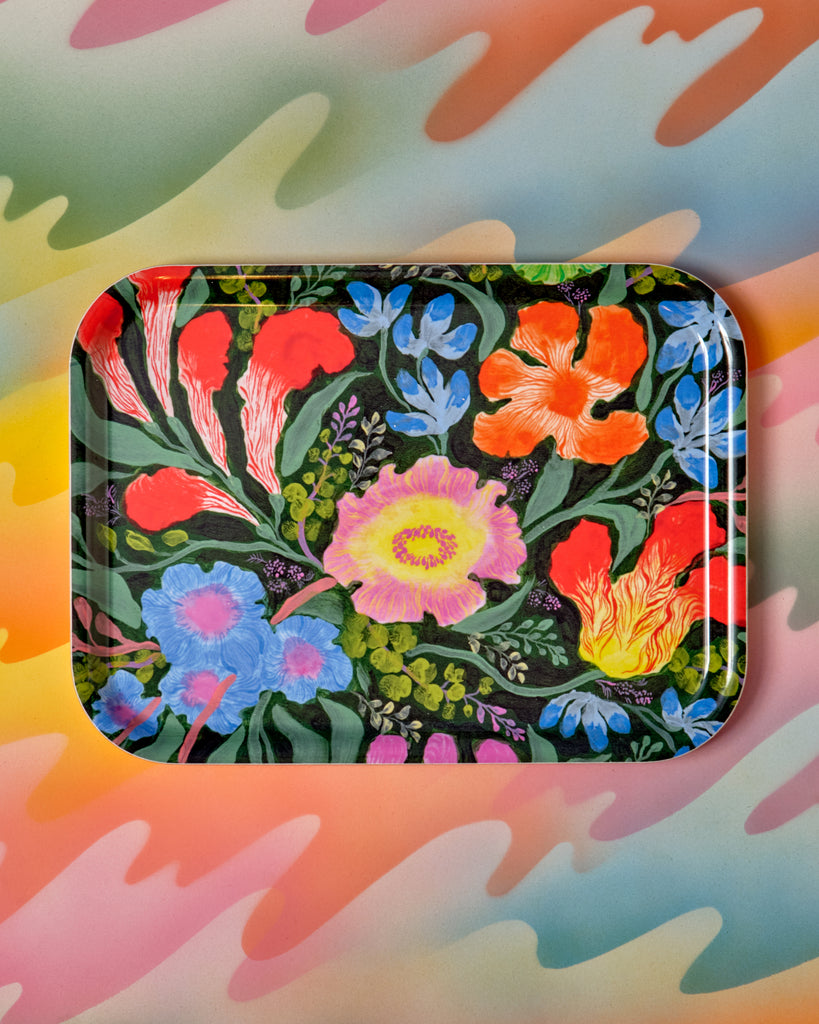 Botanical Blooms Rectangle Art Tray – Crush