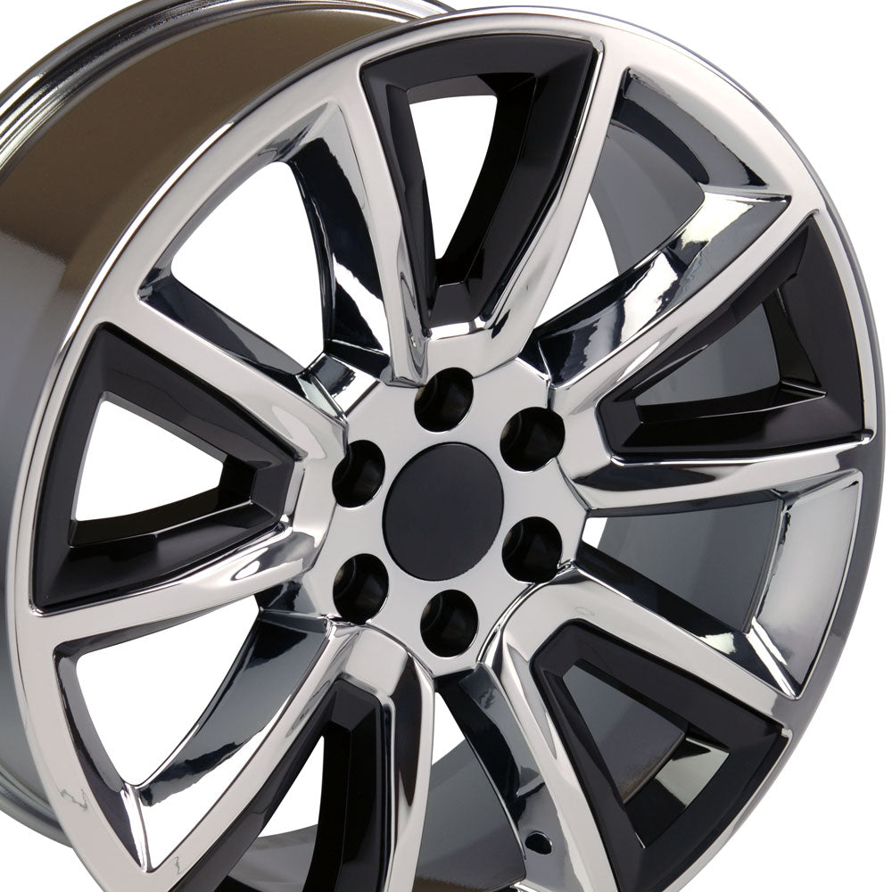 20 Fits Chevrolet - Tahoe Style Replica Wheel - Chrome with Black ...