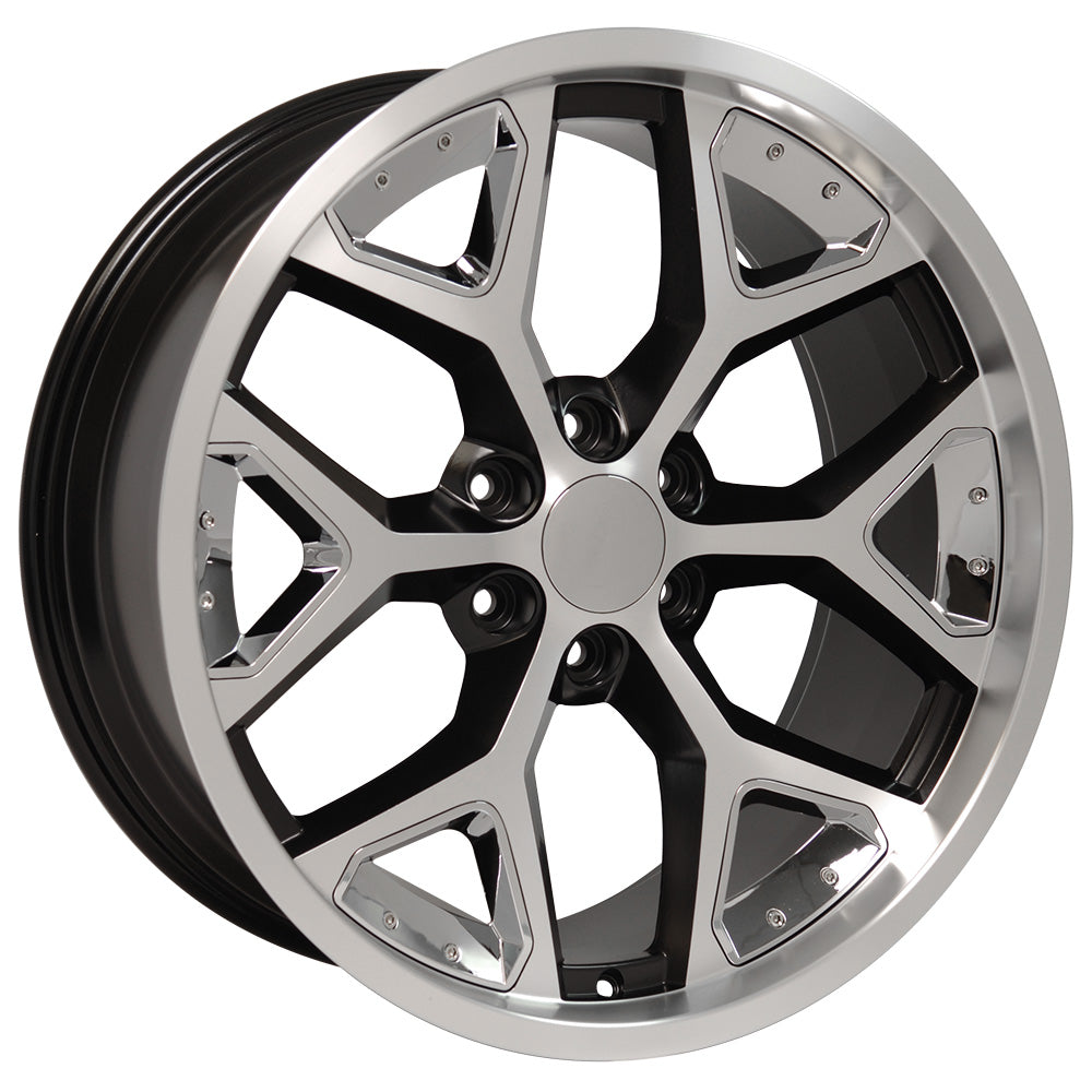 22 Fits Chevrolet Deep Dish Silverado Replica Wheel Satin Black